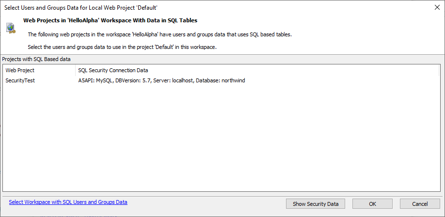 Select Security From Project